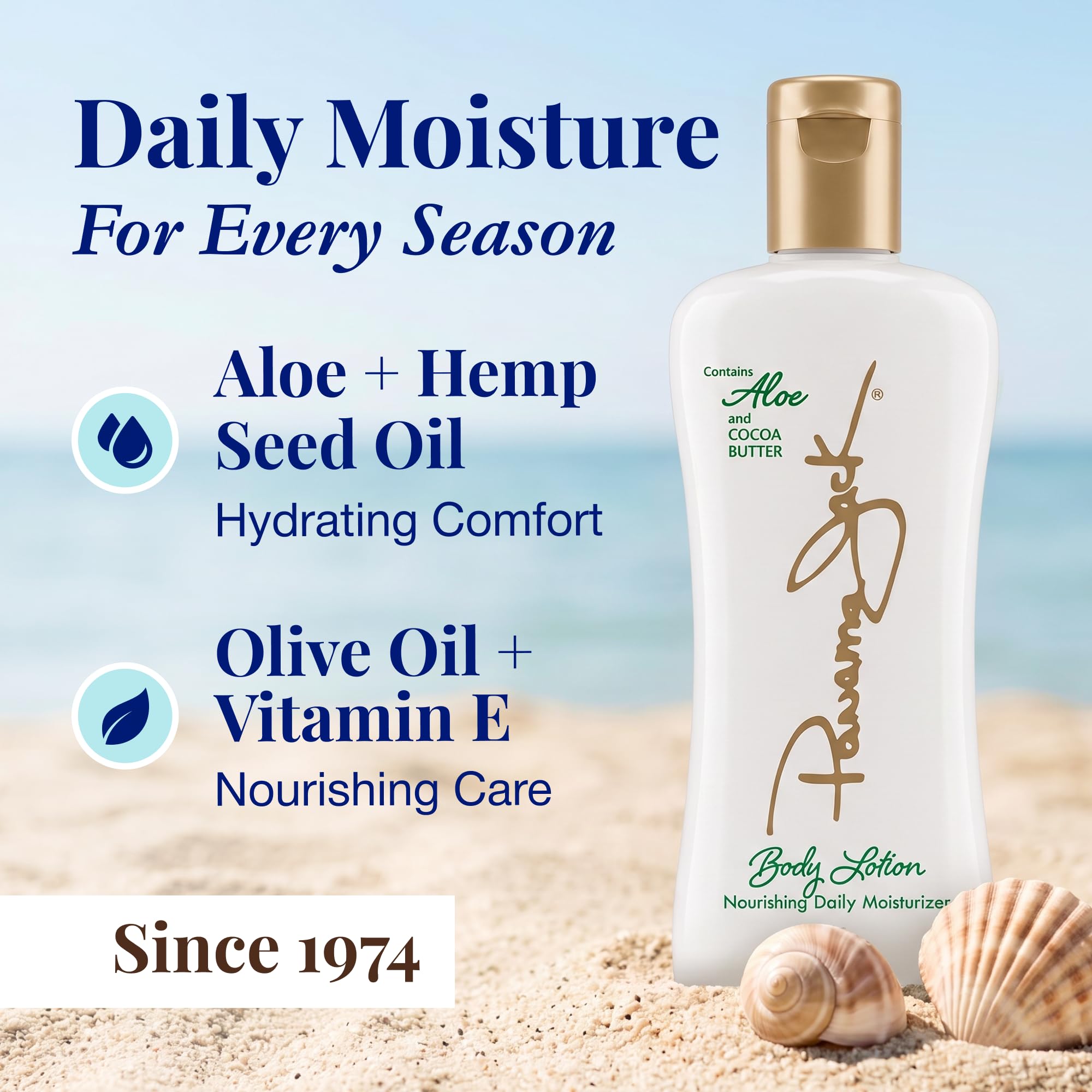 Panama Jack Aloe Moisturizer Lotion with Aloe, Cocoa Butter, Olive Oil and Vitamin E