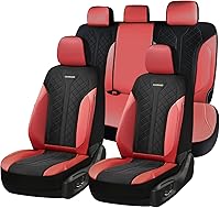 Vista 13 de Coverado Fundas de asiento delantero, fundas de asiento beige, 2 asientos, protectores de cuero para automóvil, paquete de 2, fundas de asiento