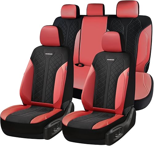 Miniatura 13 de Coverado Fundas de asiento delantero, fundas de asiento beige, 2 asientos, protectores de cuero para automóvil, paquete de 2, fundas de asiento