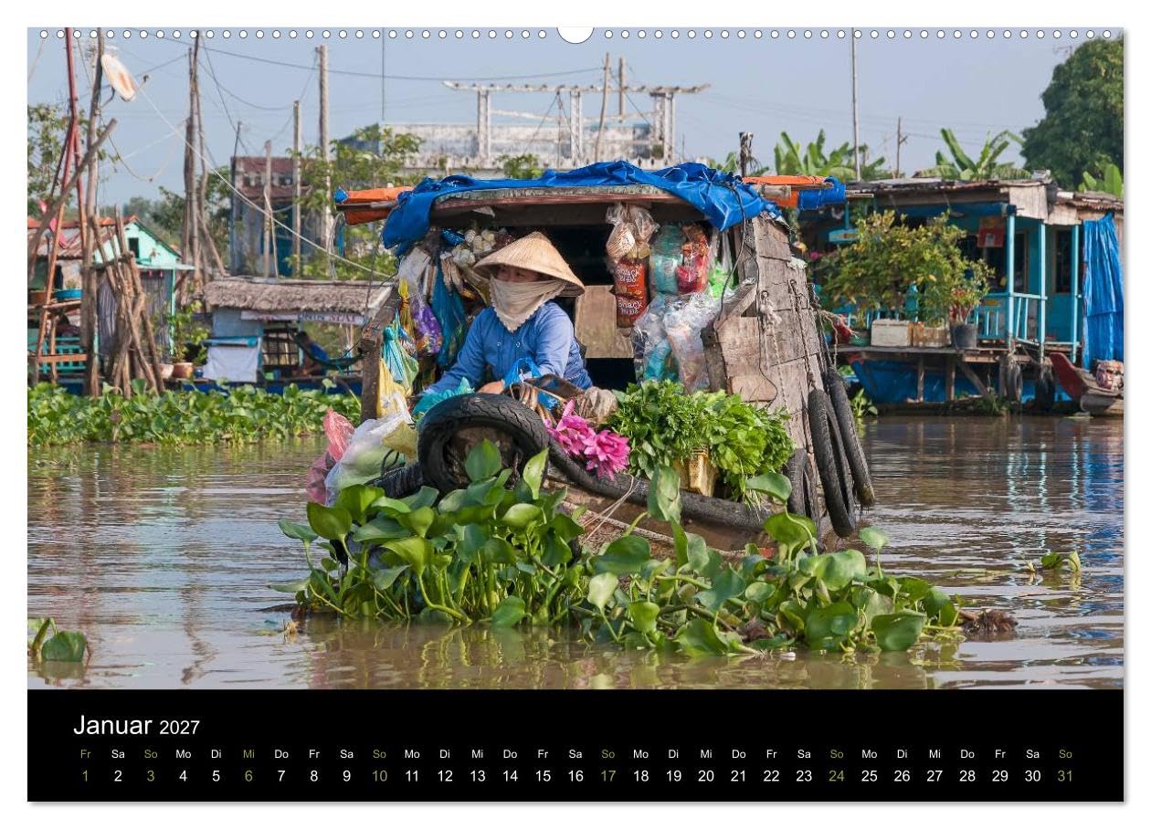 CALVENDO - Das Mekong-Delta (Wandkalender 2027 DIN A2 quer), Monatskalender: Eine Fotoreise durch das faszinierende Mekong-Delta. Ein Kalender mit Feiertagen für Österreich.