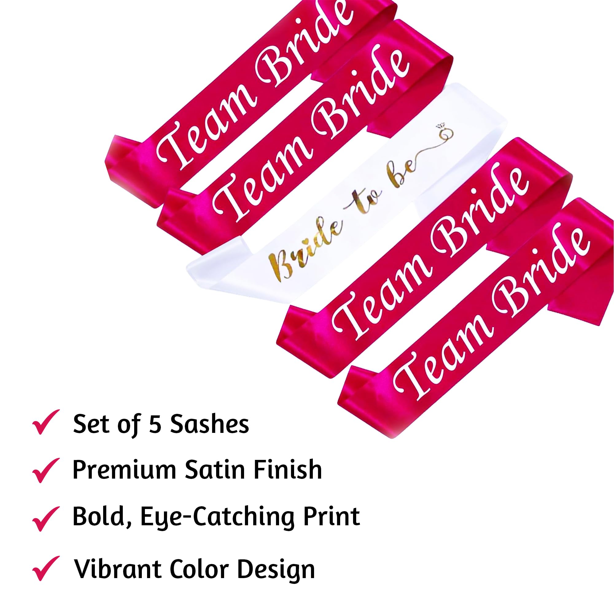 SpecialYou Team Bride & Bride To Be Sash Set – Bachelorette Party Props, Bride To Be Decoration & Team Bride Sashes | Gifts for Bride & Bridal Shower Kit- 5 Pcs 3