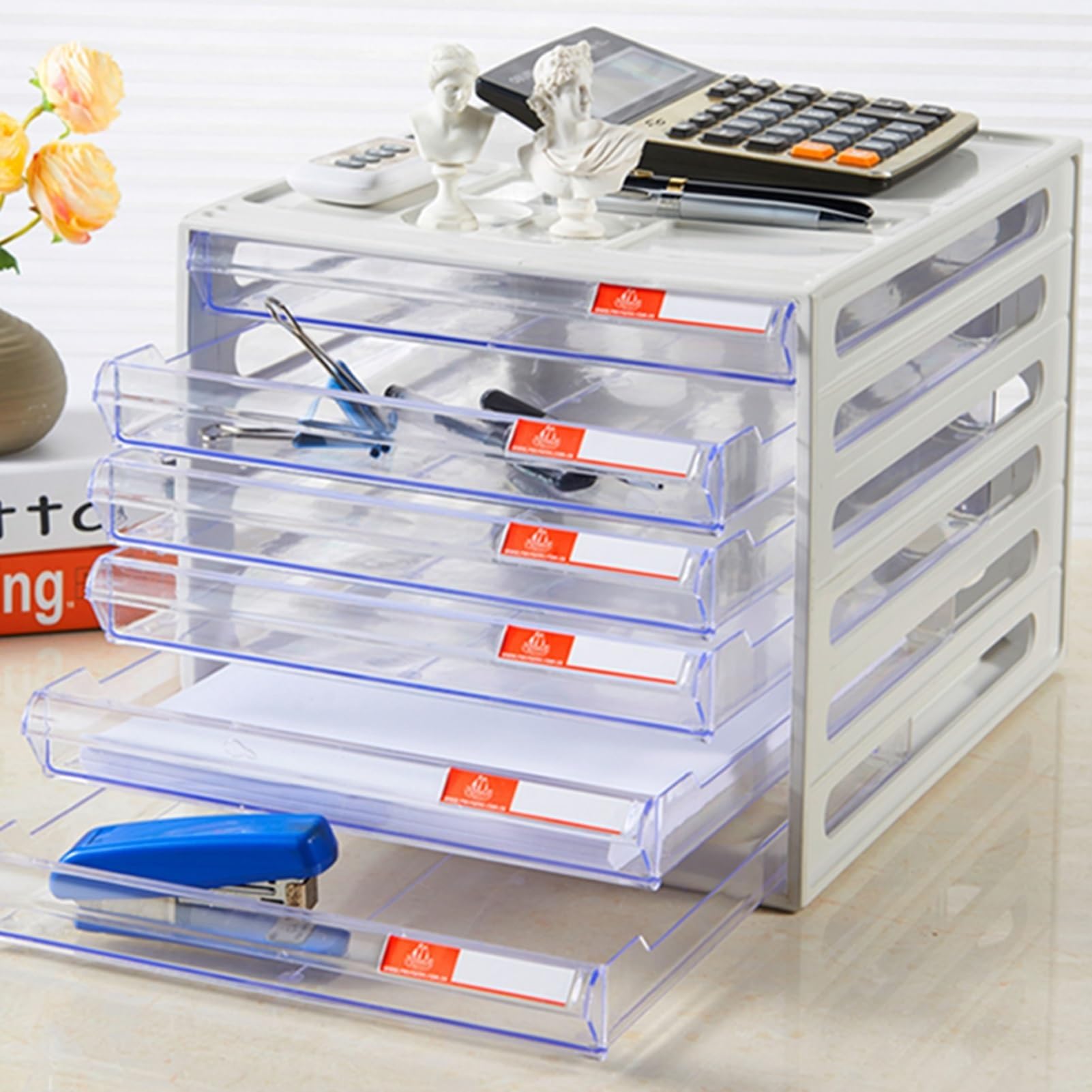 Rangement Bureau Boîte De Rangement Multicouche Pour Dossiers A4, Classeur À Tiroirs Transparents, Organiseur De Bureau À Coque Creuse Pour Documents