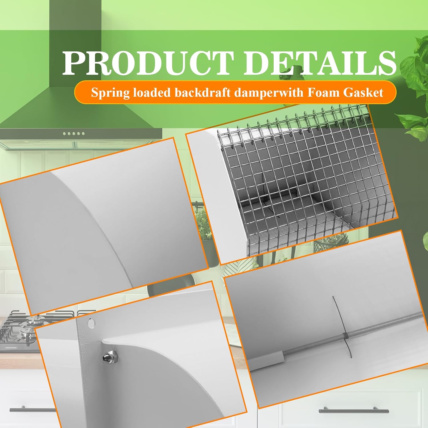 8 Inch Wall Vent, Heavy-Duty Galvanized Steel Hooded Wall Vent Cover with Screen and Damper Exhaust Vents Cover Cap Wall-Mount Outside for House Kitchen Bathroom Dryer Ventilation