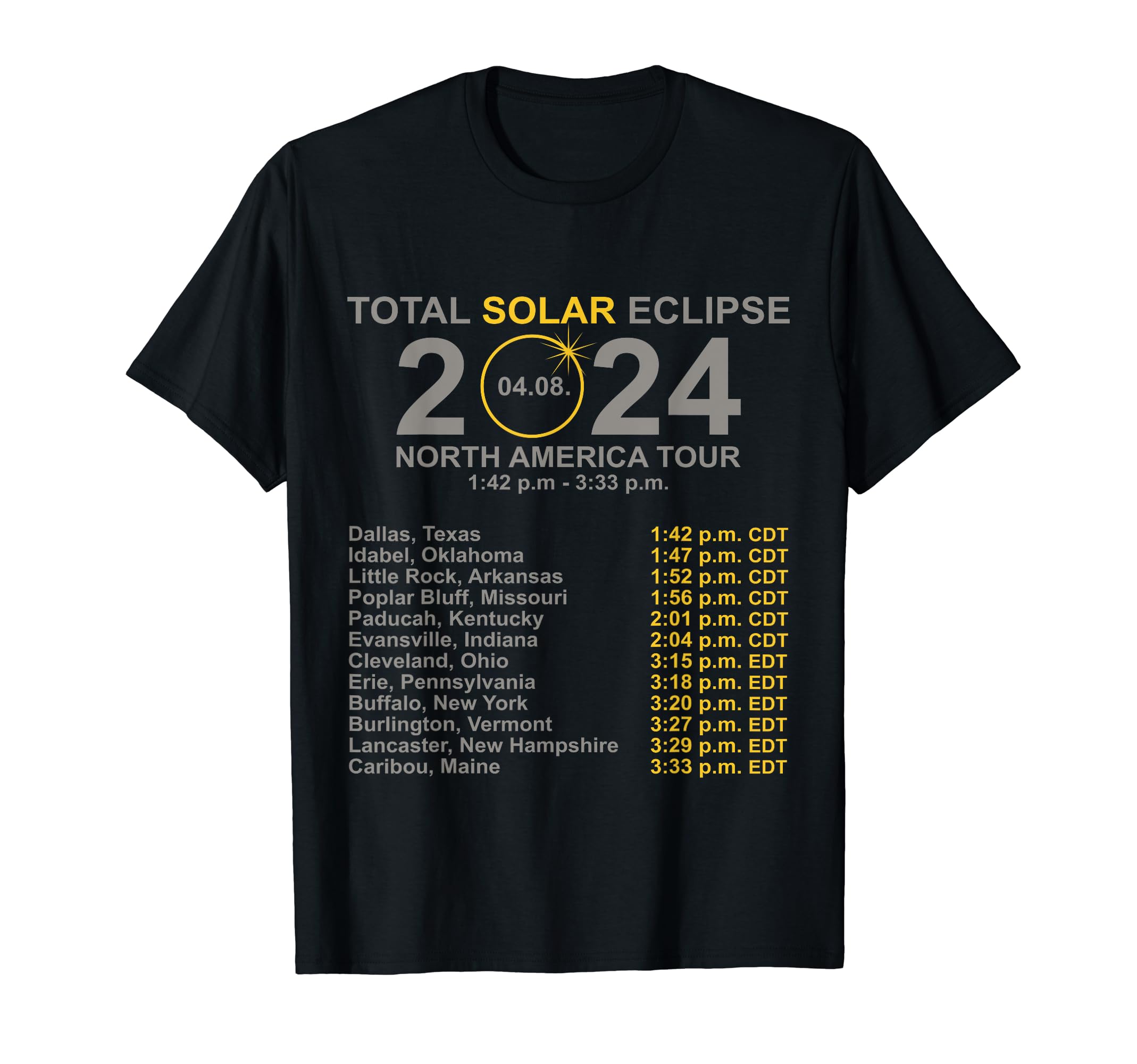 North America Solar Eclipse Watch Party Apparel2024 Total Solar Eclipse April 8 Path Of The Eclipse T-ShirtOEKO-TEX STANDARD 100