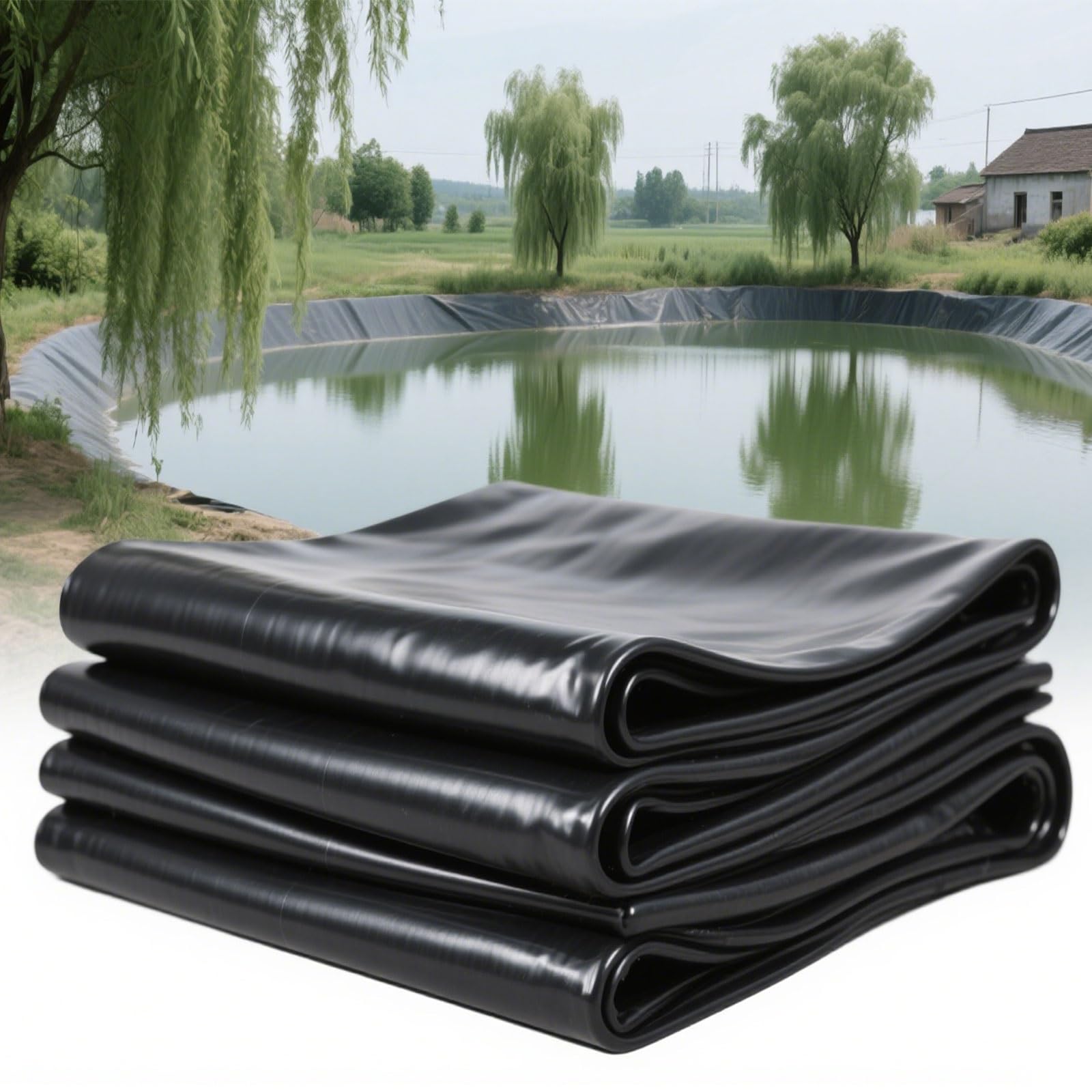 Fischsichere HDPE Teichfolie Rolle - Langlebige, UV-beständige wasserdichte Membran für kleine Gartenteiche, natürliche Schwimmbäder & Wasserspiele - flexibel, reißfest (2x6m)