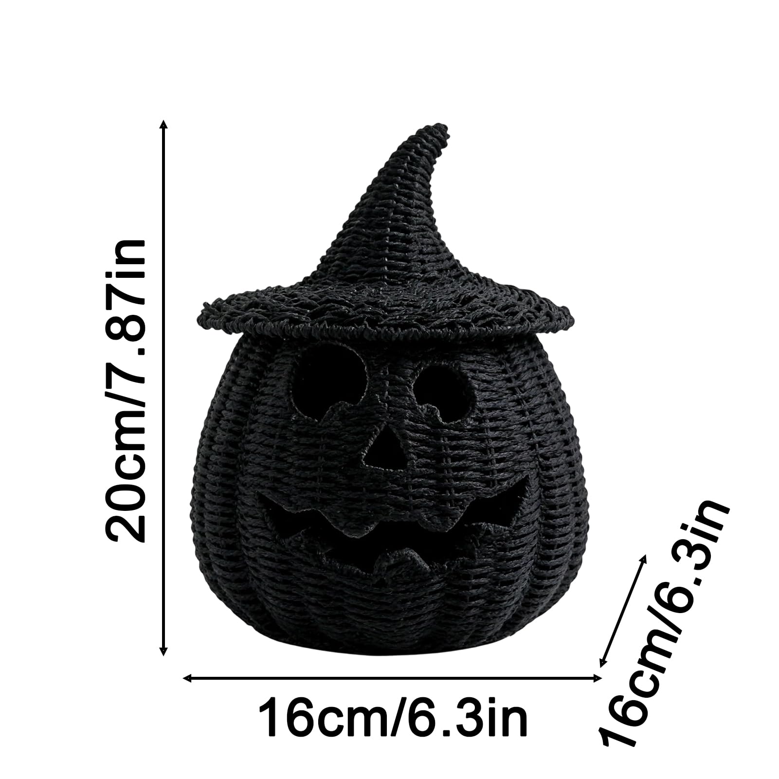 Halloween kosz dyniowy z żywicy syntetycznej, latarnia dyniowa o wyglądzie plecionki, straszny czarny słoik na cukierki w dyni do dekoracji stołu na Halloween