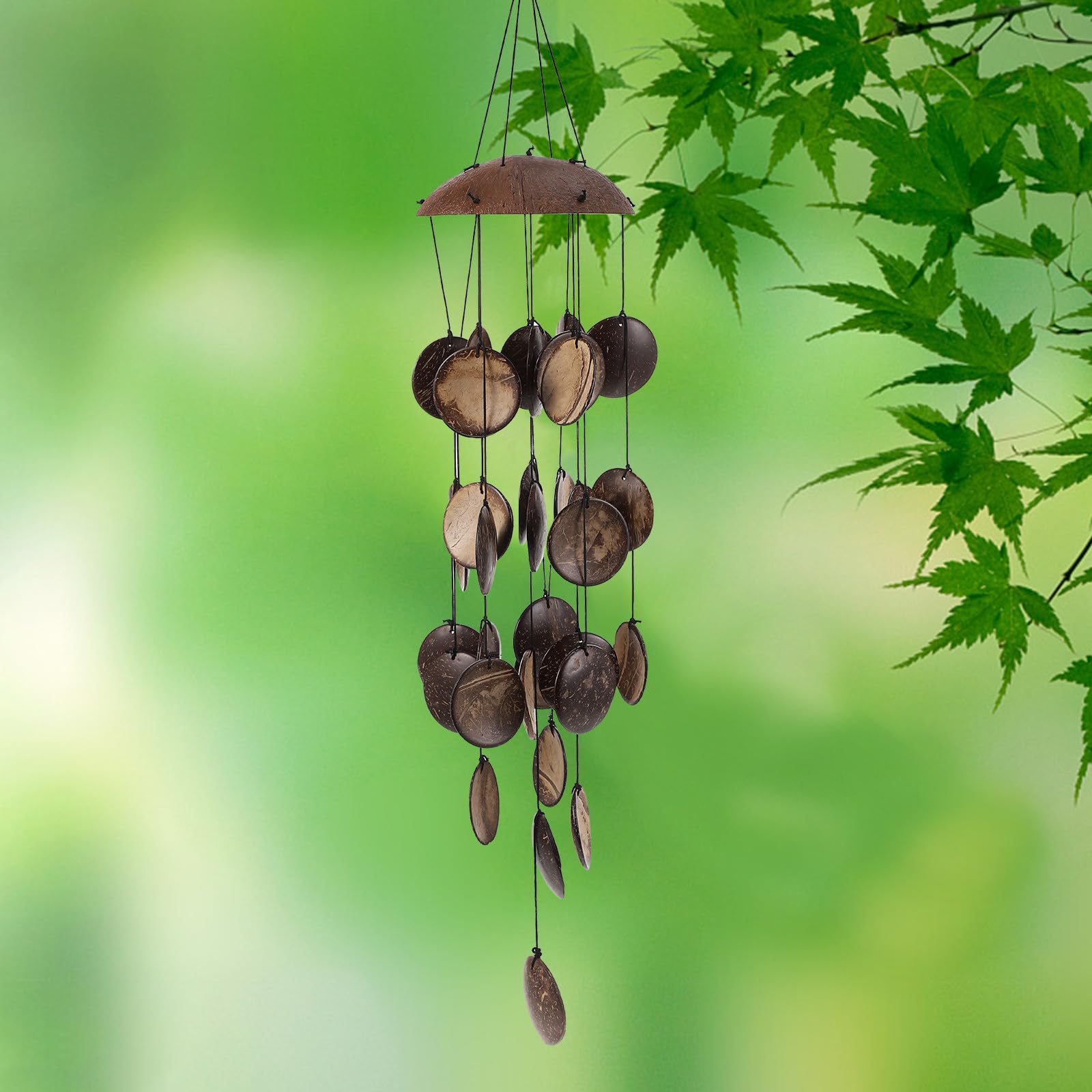 Ciieeo Carillon Éolien Créatif en Coquille Naturelle Suspendu pour Décoration de Jardin, 1 Pièce, Matériau Naturel Bambou, Facile à Nettoyer, Mélodie Harmonieuse