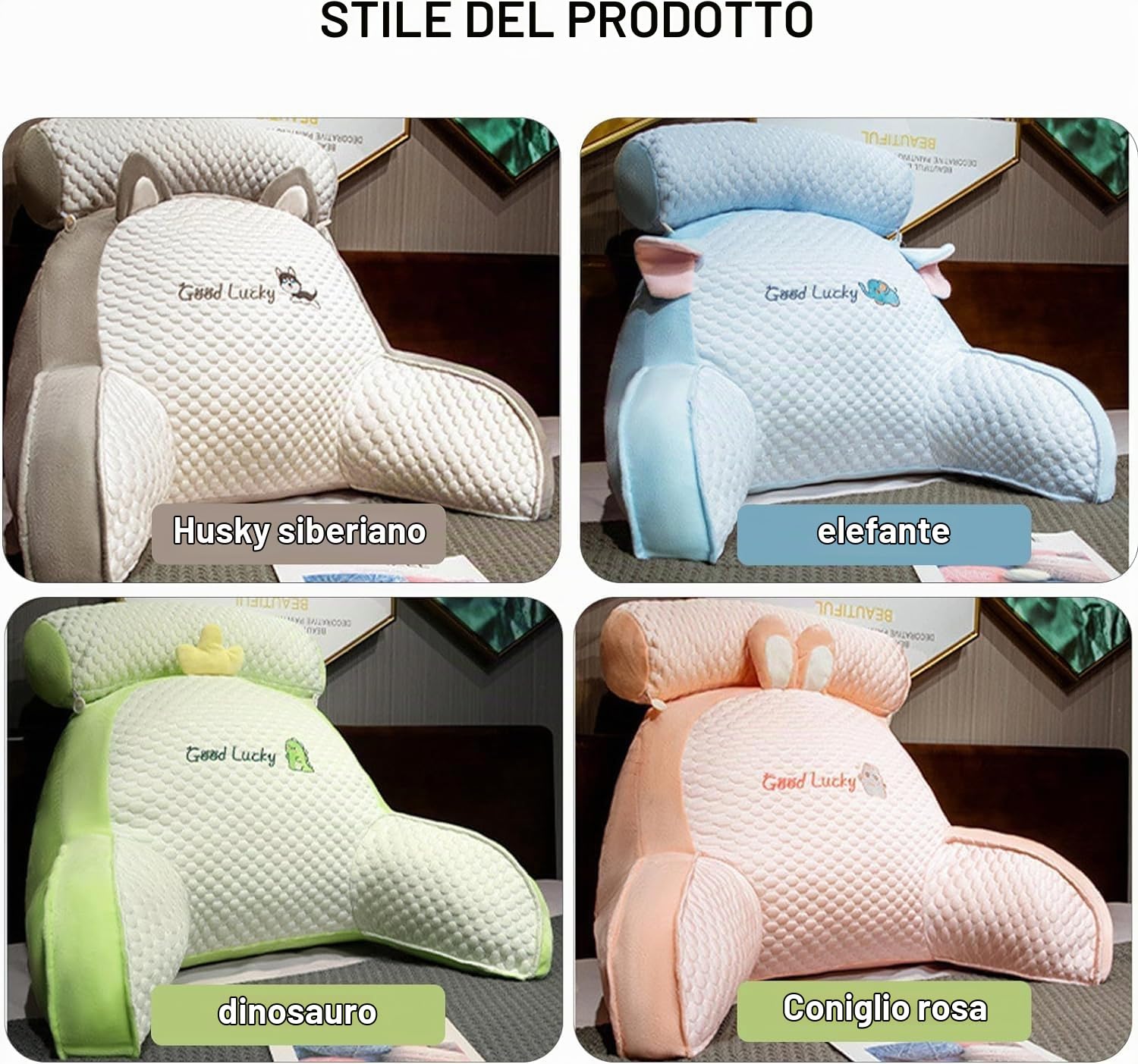 Cuscino di Lettura del Letto, Comodo Cuscino di Lettura Rimovibile E Facile da Pulire Cuscino Multifunzionale dello Schienale Leggere Rilassarsi Guardare La TV (23,6 X 15,7 X 7,8 Pollici),Style E