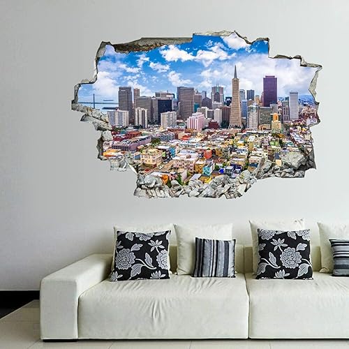 Calcomanías de vinilo autoadesivas 3D autoadesivas removibles para pared, calcomanías artísticas de San Francisco, California, Estados Unidos,