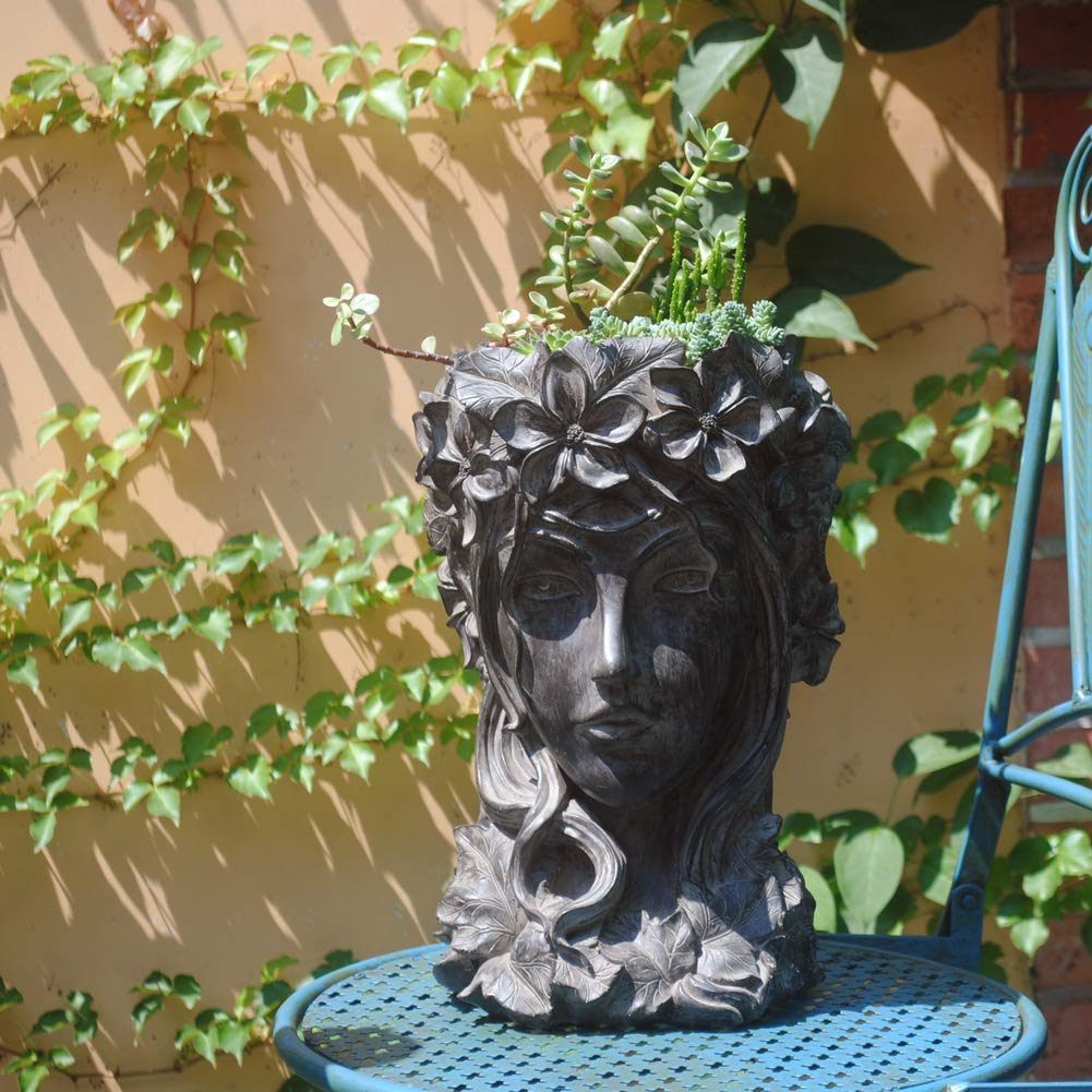 Amazon.com: Goddess Head Planter,Elegant Greek Goddess Statue,Creative  Succulents Plant Pot with Drainage Hole Hand Crafts for Patio Lawn Garden  Yard Decor Black 23x23x35cm(9x9x14inch) Gift : Patio, Lawn & Garden