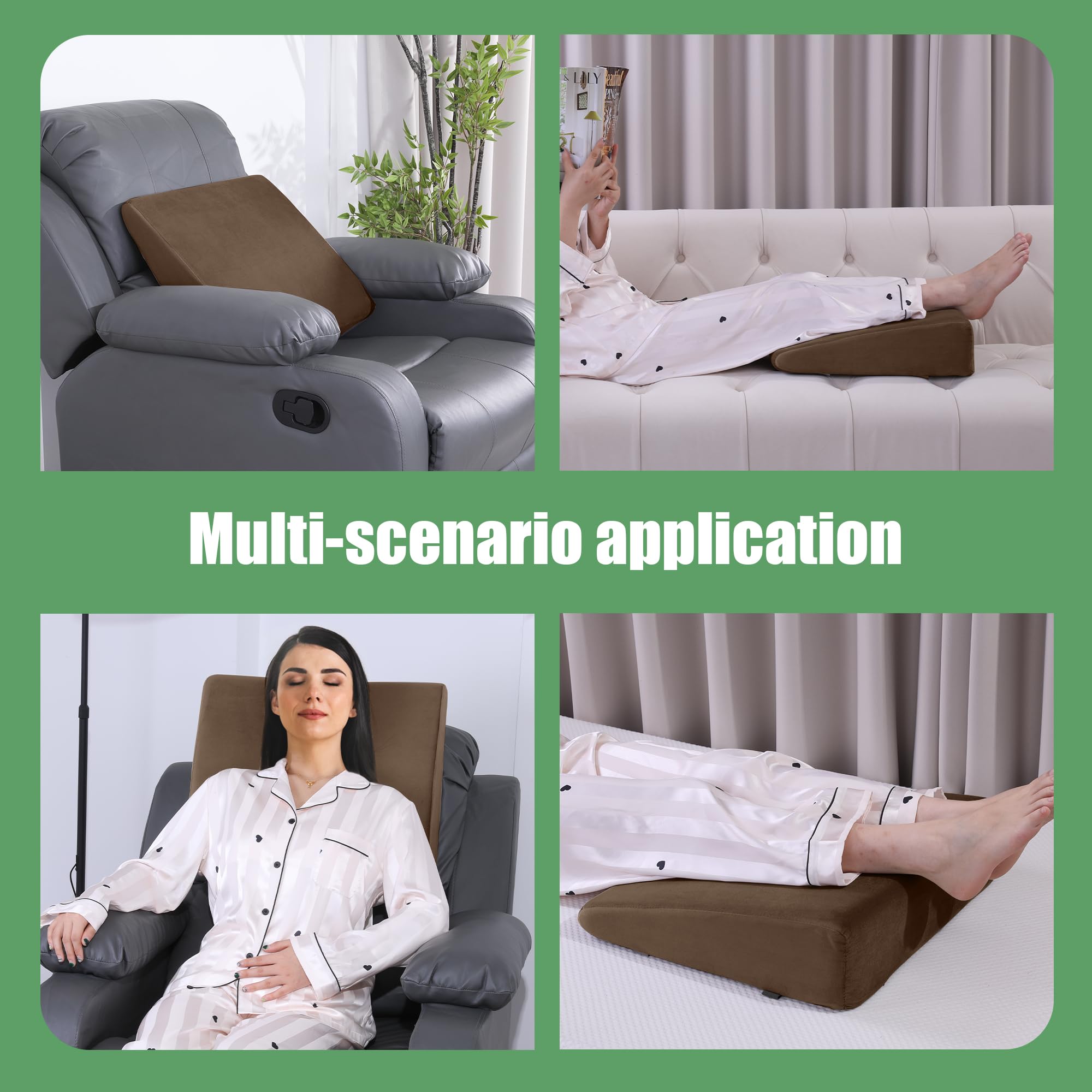 BALAPET Almohada reclinable Grande para piernas, cojín reclinable de Espuma viscoelástica en Forma de cuña, Extensor de reposapiés, Almohada de Apoyo para piernas, Espalda y Lumbar con Correas