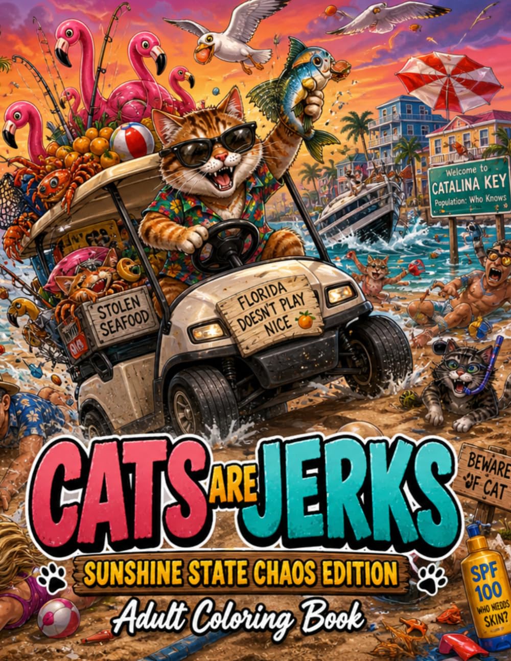 Cats are Jerks: Sunshine State Chaos Edition Adult Coloring Book