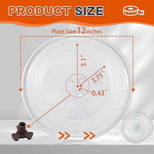 Miniatura 3 de Placa de vidrio para microondas de 12 pulgadas  placa giratoria de vidrio para microondas de la marca Microonda, reemplazo de bandeja de vidrio para