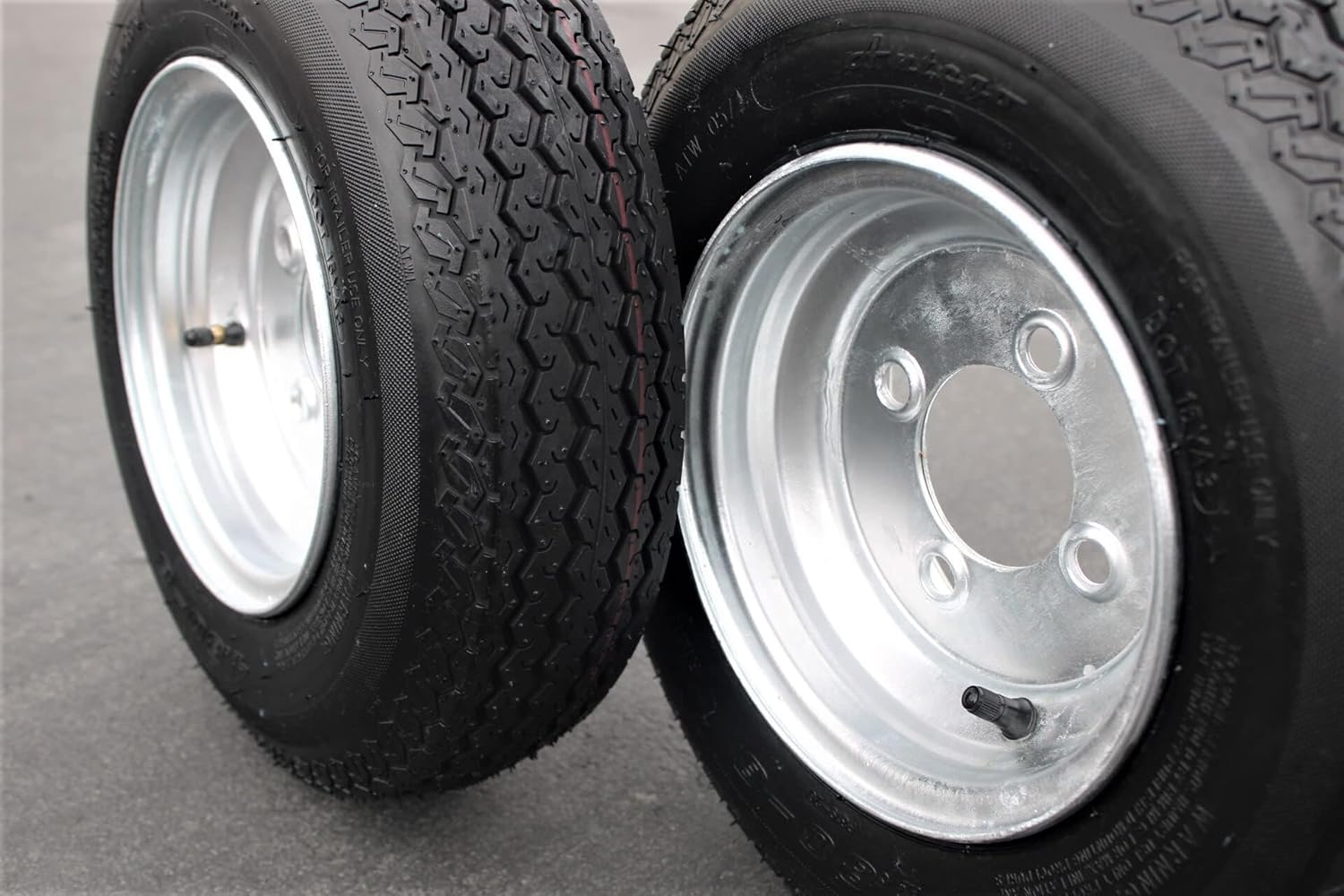 Antego Tire and Wheel (Set of 2) 4.80-8 Tire and Wheel Assemblies, Galvanized 4 Lug Trailer Tires and Wheels, 6 Ply, Load Range C