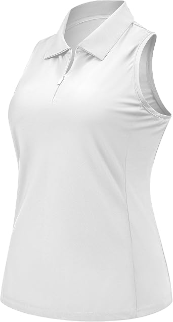 JoyGirl Sleeveless Golf Top Polo Shirts Women Tennis Top | 1/4 Zip Up, Racerback, UPF 50+ UV Sun Protection, Quick Dry Breathable Stretchy Sports Top, for Running Yoga Workout