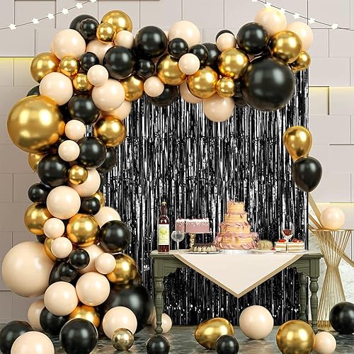 Miniatura 3 de Paquete de 3 cortinas de fondo de oropel negro con flecos de papel de aluminio, decoraciones de fiesta de San Valentín, decoración de fiesta de mago