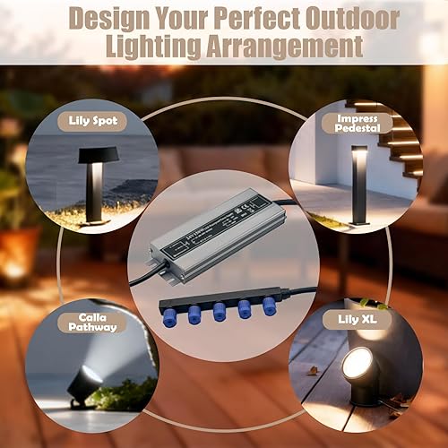 Miniatura 3 de Fuente de alimentación impermeable de 24 V compatible con iluminación exterior Philips Hue - 120 W, 24 V, salida de 5 cabezales, adaptador de