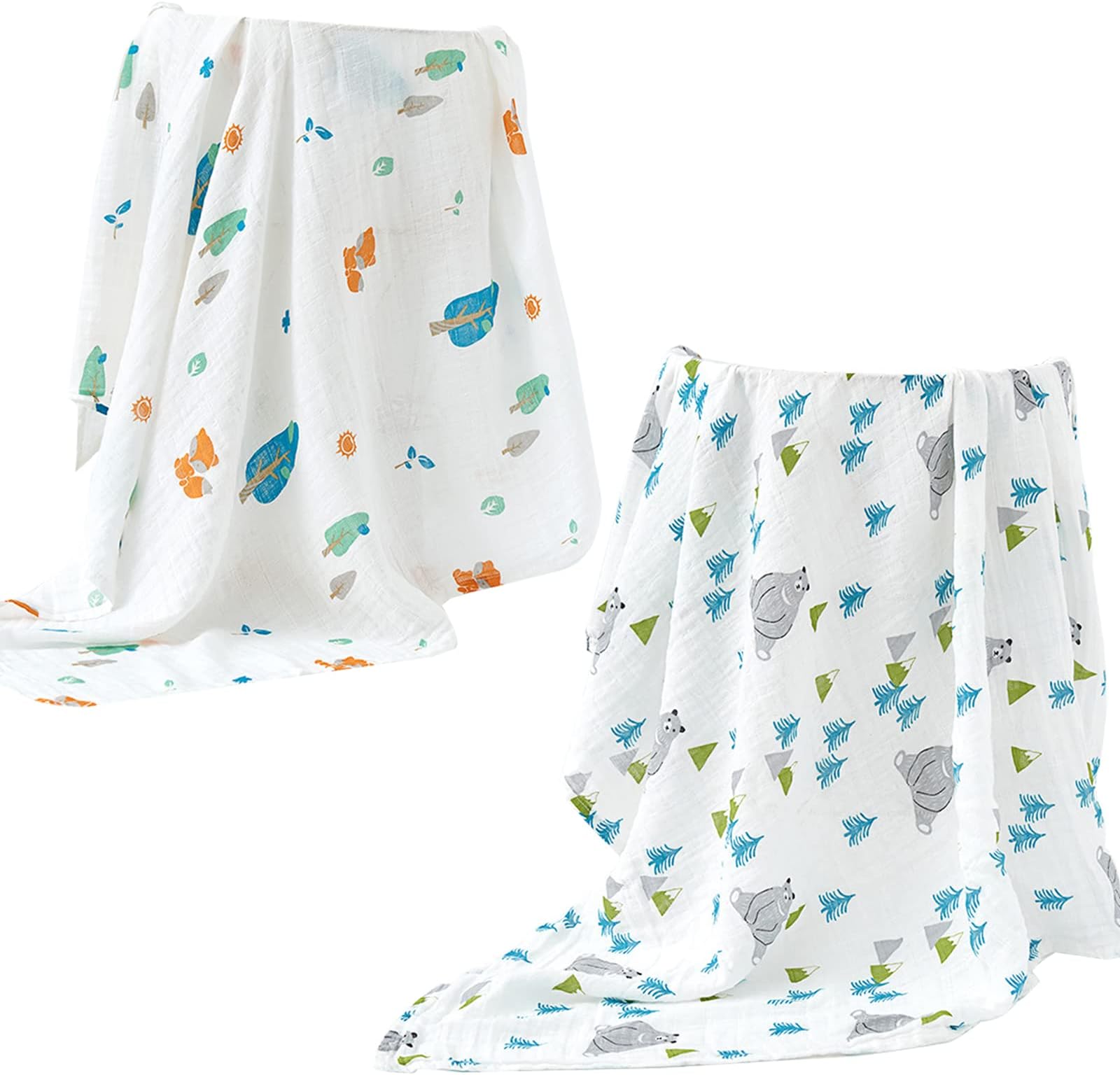 2 Pack Baby Muslin Swaddle Blankets for Boys & Girls, 100% Cotton Newborn Swaddle Wrap Soft Silky Baby Blankets, Infant Swaddling Wrap Receiving Blanket Neutral