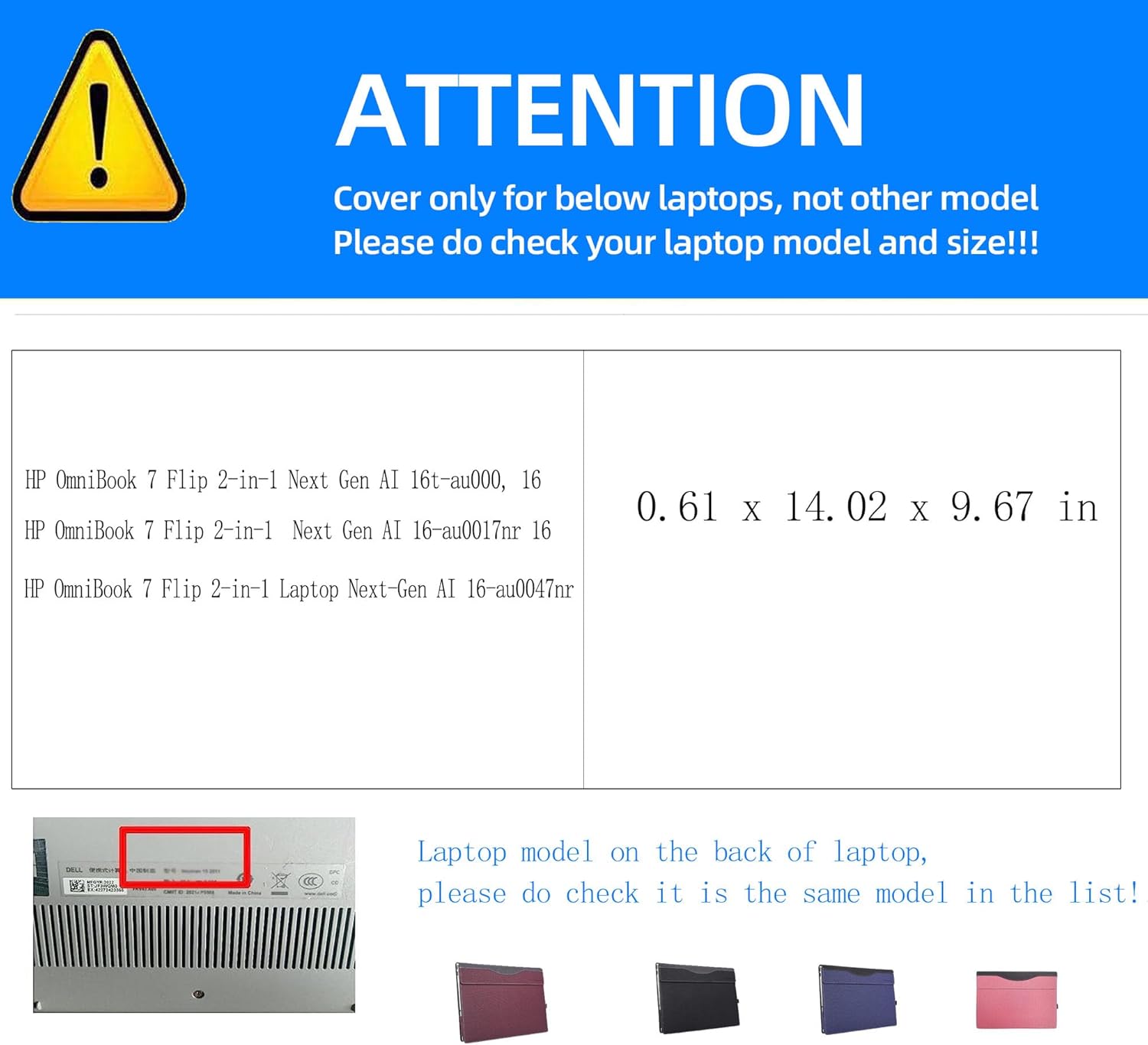 Laptop Case for HP OmniBook 7 Flip 2-in-1 Next Gen AI 16t-au000, 16-au0017nr，16-au0047nr，16"[not Compatible with Any Other Model] ，PU Leather Inside Pocket Cover (Dark Gray)