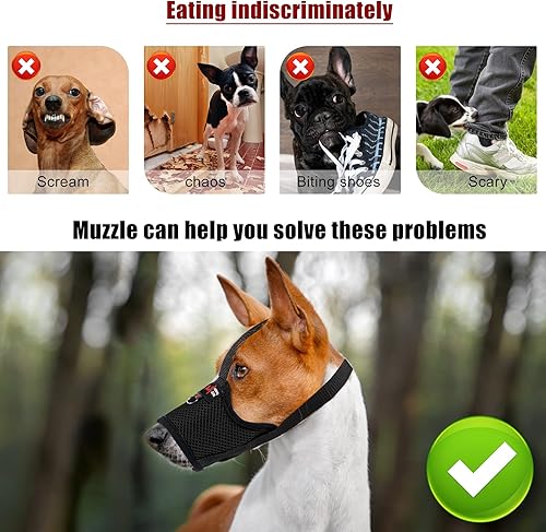 Miniatura 3 de Bozal para perro, para perros pequeños, medianos y grandes, evita que el perro muerda y ladre, la longitud del bozal de perro transpirable de malla