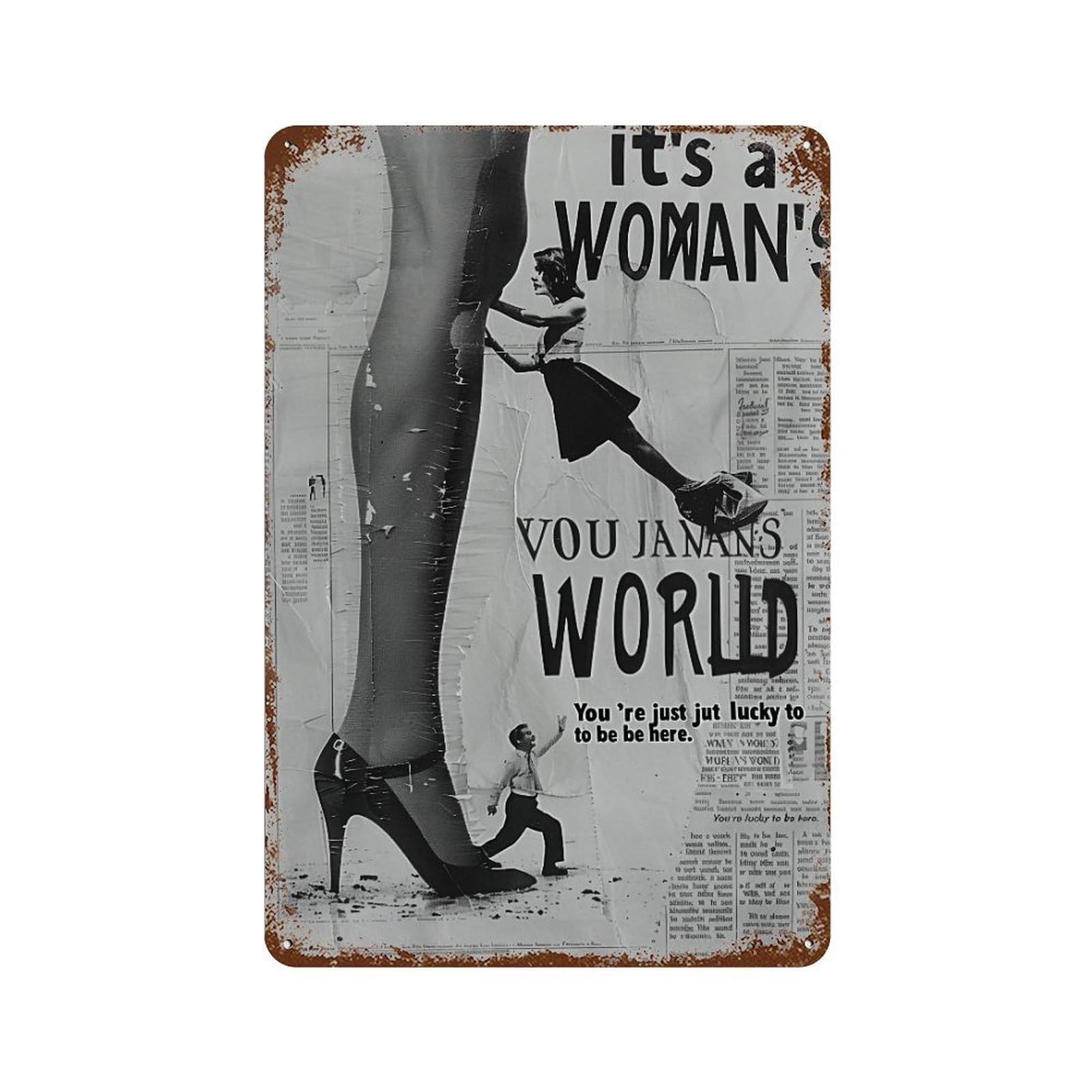 FHUYEURHRY It's A Woman's World 03 Wall Decor Retro Iron Vintage Art Metal Tin Sign Poster Modern Home Cofffee Club Art Bar Shop Decorations Style-38 30x20cm