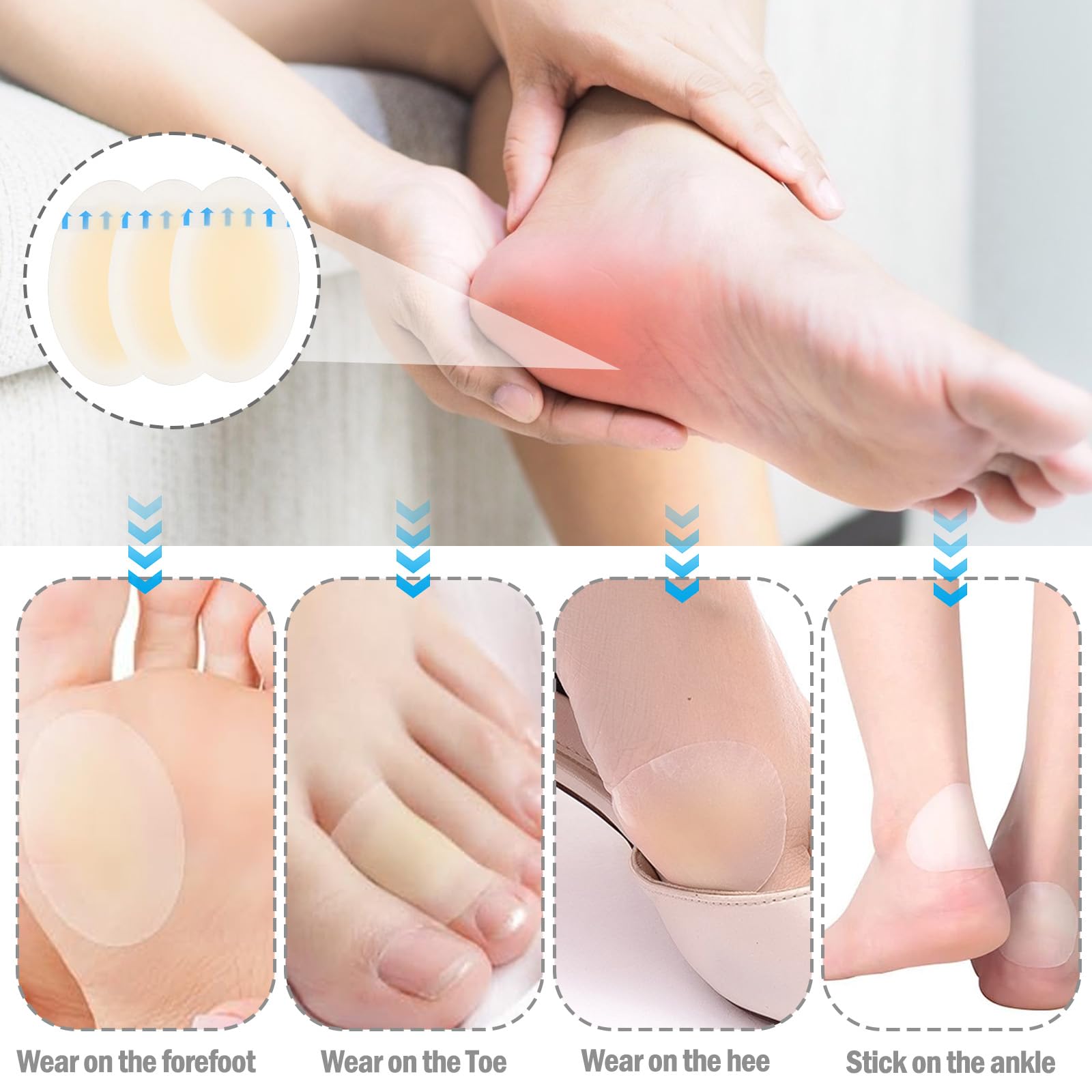 Cerotti per Vesciche Piedi, 24 Pezzi Cerotti Vesciche Talloni, Anti Vesciche per Scarpe Gel, Invisibilità Anti Vesciche Piedi, Adatto per Prevenzione Delle Vesciche del Piede Anti-Frizione del Tallone