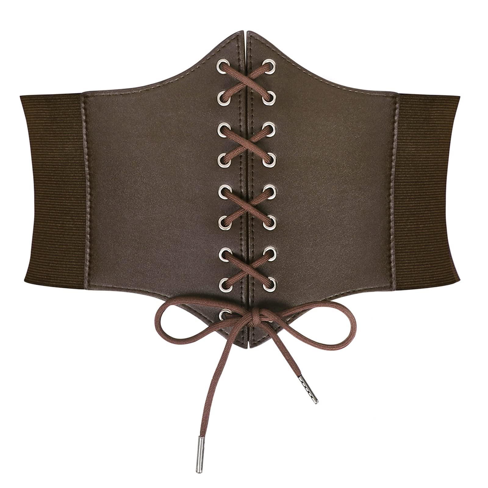 SUOSDEY Schwarz Korsett Gürtel für Frauen - Vintage Lace-up Elastische Taille, Tied Waspie Breiter Gürtel für Halloween-Kostüm