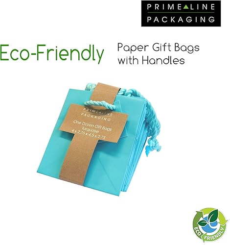 Miniatura 6 de OccasionALL - Paquete de 12 mini bolsas de regalo, bolsas de compras extra pequeñas de color verde azulado con asas, bolsas de regalo turquesa para