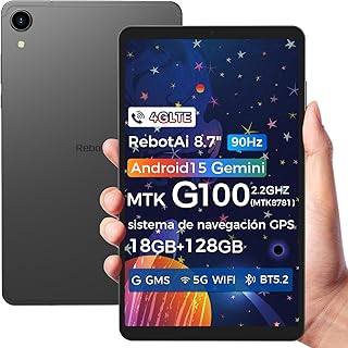RebotAi Tablet 8.7 Inch Android 15, 18GB (6+12) RAM 128GB ROM / 1TB TF, Mediatek Helio G100/1380 * 800 IPS 90Hz Screen/Wid…