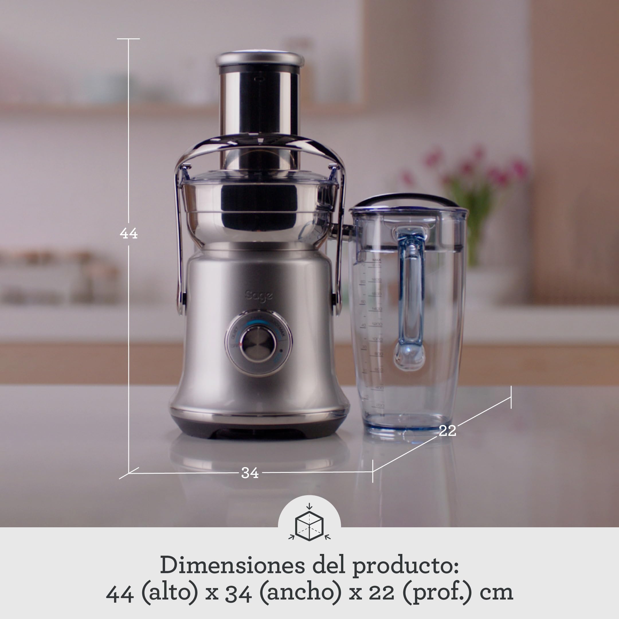 Sage Nutri Juicer Cold XL, Exprimidor de Zumo, Acero Inoxidable | Conducto Ancho de 3,5 Pulgadas, Prensado en Frío, Exprimido Silencioso, Jarra de 2L, Disco con Titanio