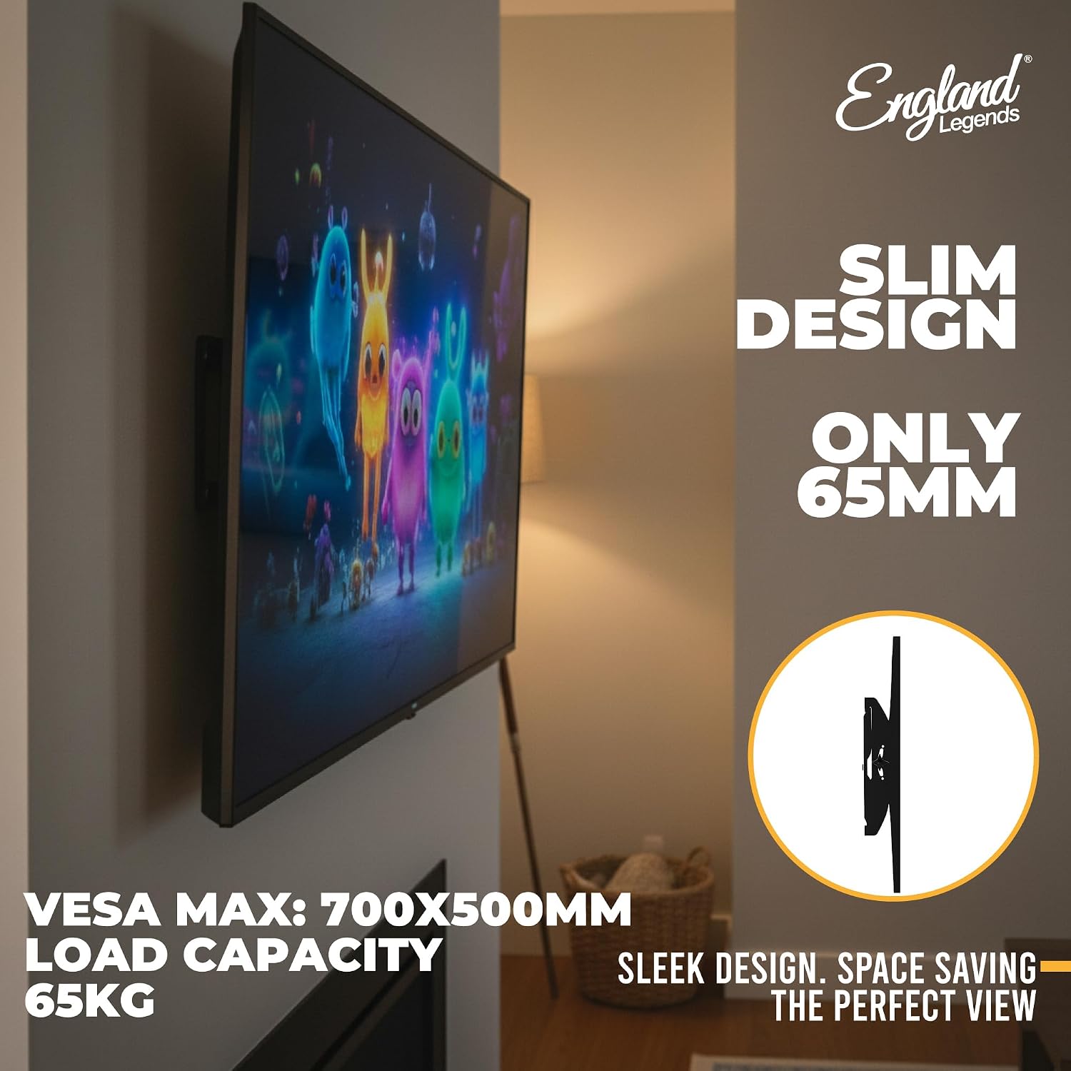 Fixed TV Wall Mount for 45-85 Inch TVs, Heavy Duty Low Profile TV Bracket, Fits VESA 700x500mm, Supports 132 lbs, Flat Wall Mount for LED, OLED & 4K TVs
