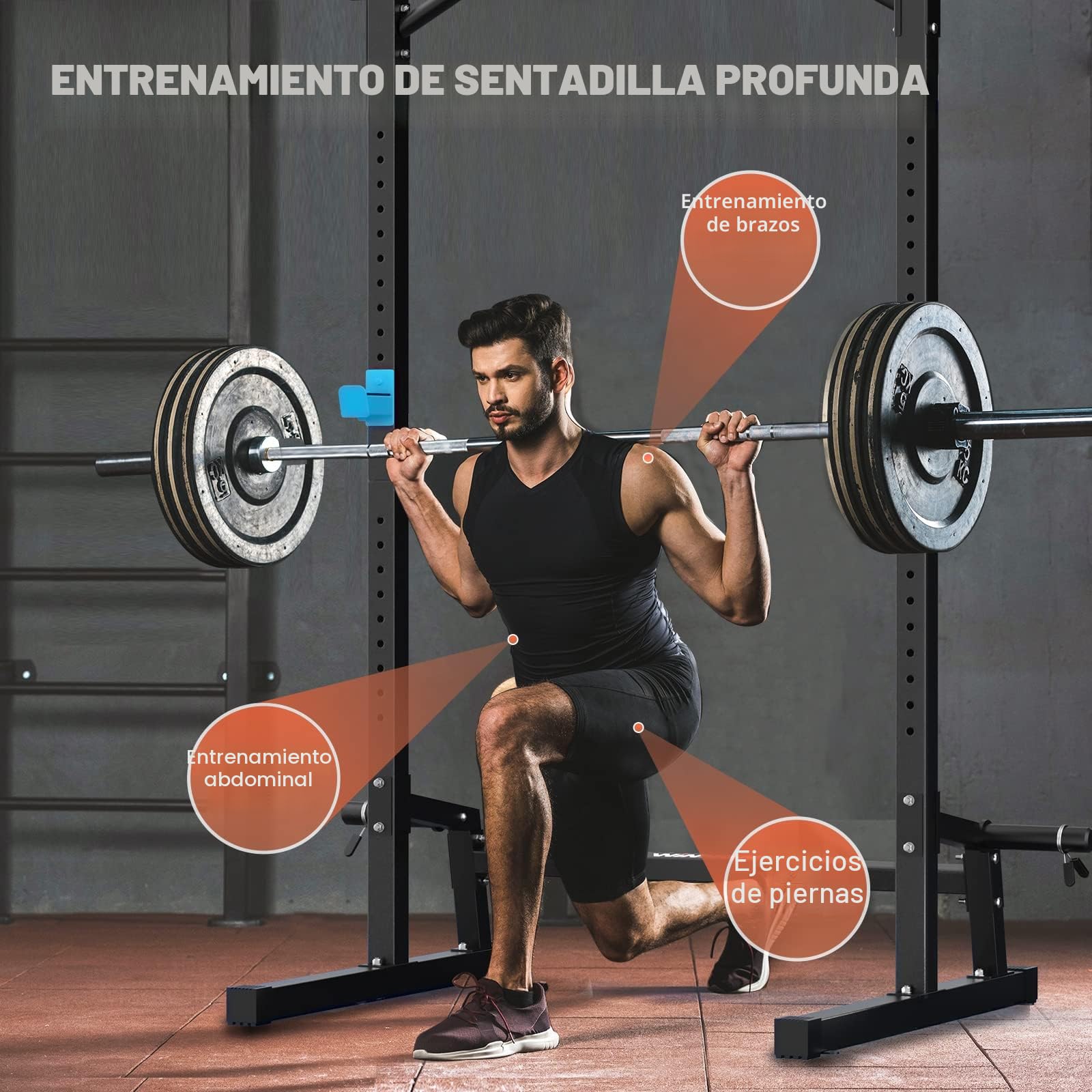WINNOW en Cuclillas Jaula de Fuerza Ajustable de Altura, con Palanca de tracción, Gimnasio doméstico Multifuncional Torre de energía Entrenamiento de Fuerza en Cuclillas Barbacoa