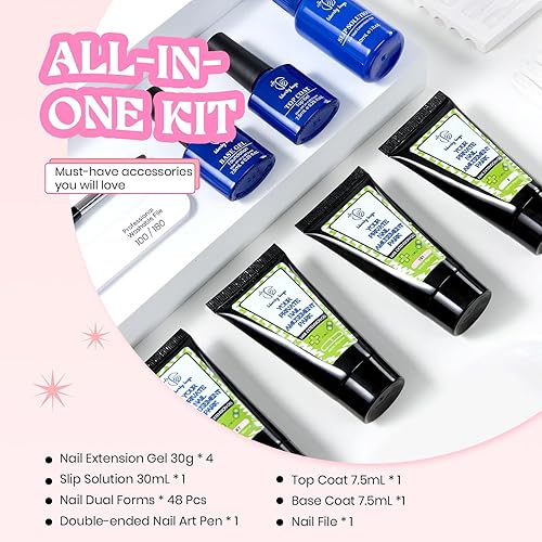 Miniatura 3 de Liberty Bugs Gel de extensión de uñas de polietileno con capa superior de gel base, color rosa nude transparente, diseño de arte de uñas en casa