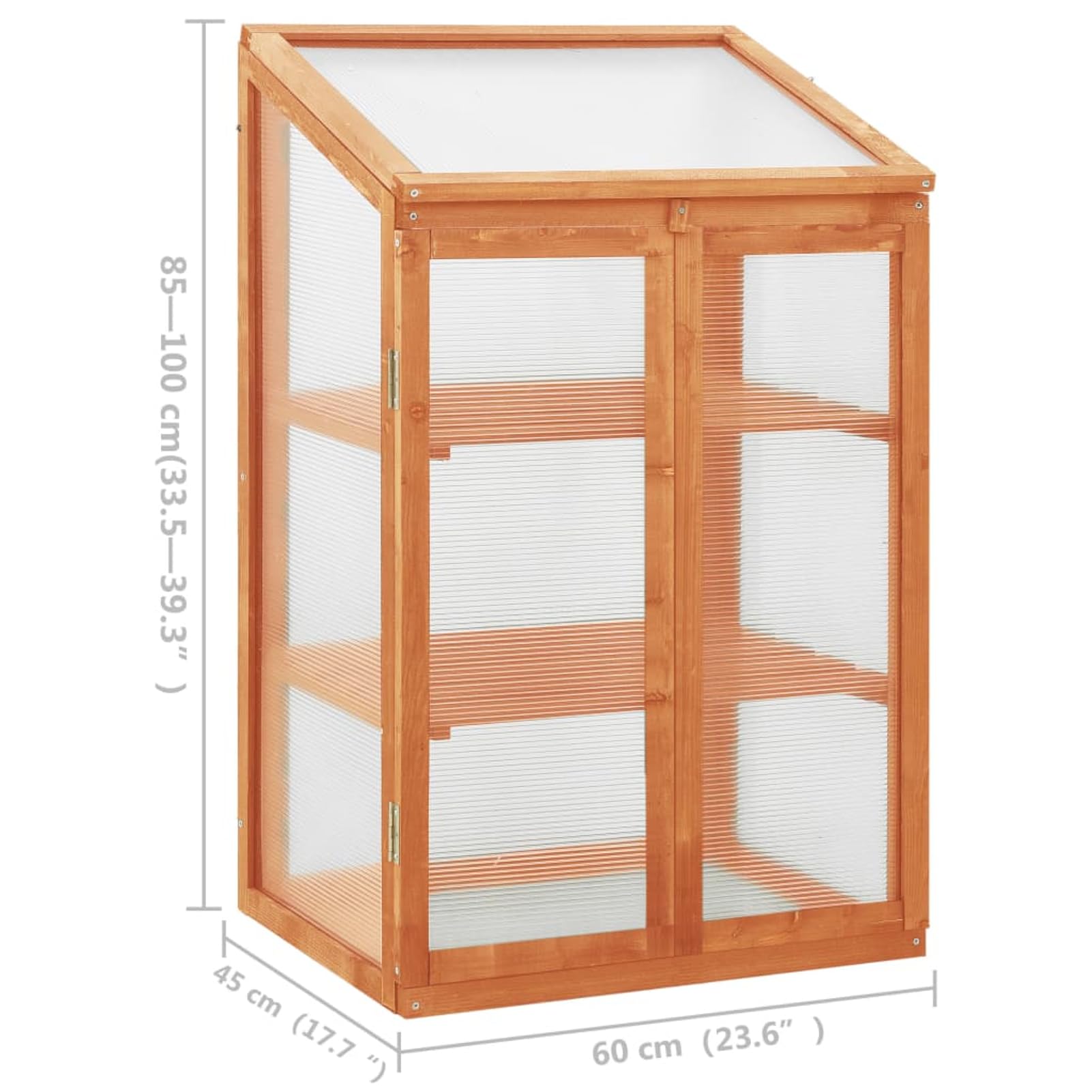 Szklarnia 60 x 45 x 100 cm z drewna jodłowego ze składaną pokrywą i dachem PC, odporna na warunki atmosferyczne, do roślin przyprawowych i kwiatów, na balkon lub taras
