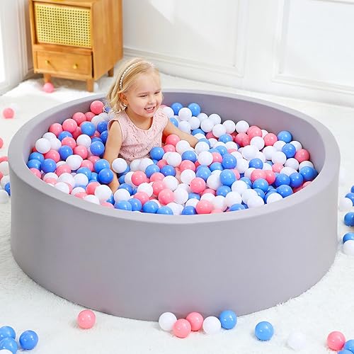 Wilwolfer Piscina de bolas de espuma para bebés de Wilwolfer para niños pequeños: 47.2 x 13.8 pulgadas, piscina de bolas extra grande para niños,
