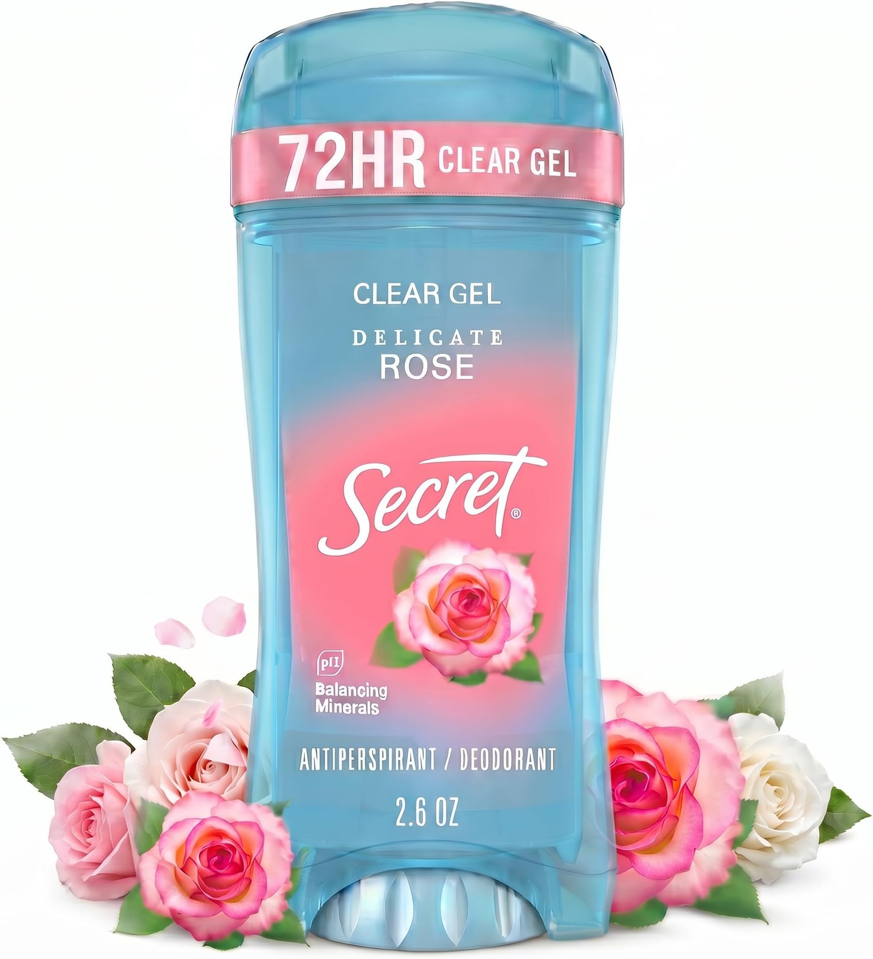 Clear Gel Antiperspirant and Deodorant, Rose Scent, Single Pack, 2.6 Oz.