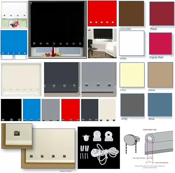 Roller Blinds Easy Fit Trimable Home Office Window Square Eyelet Fabric Blind 160cm Drop (White, 120 x 160 cm)