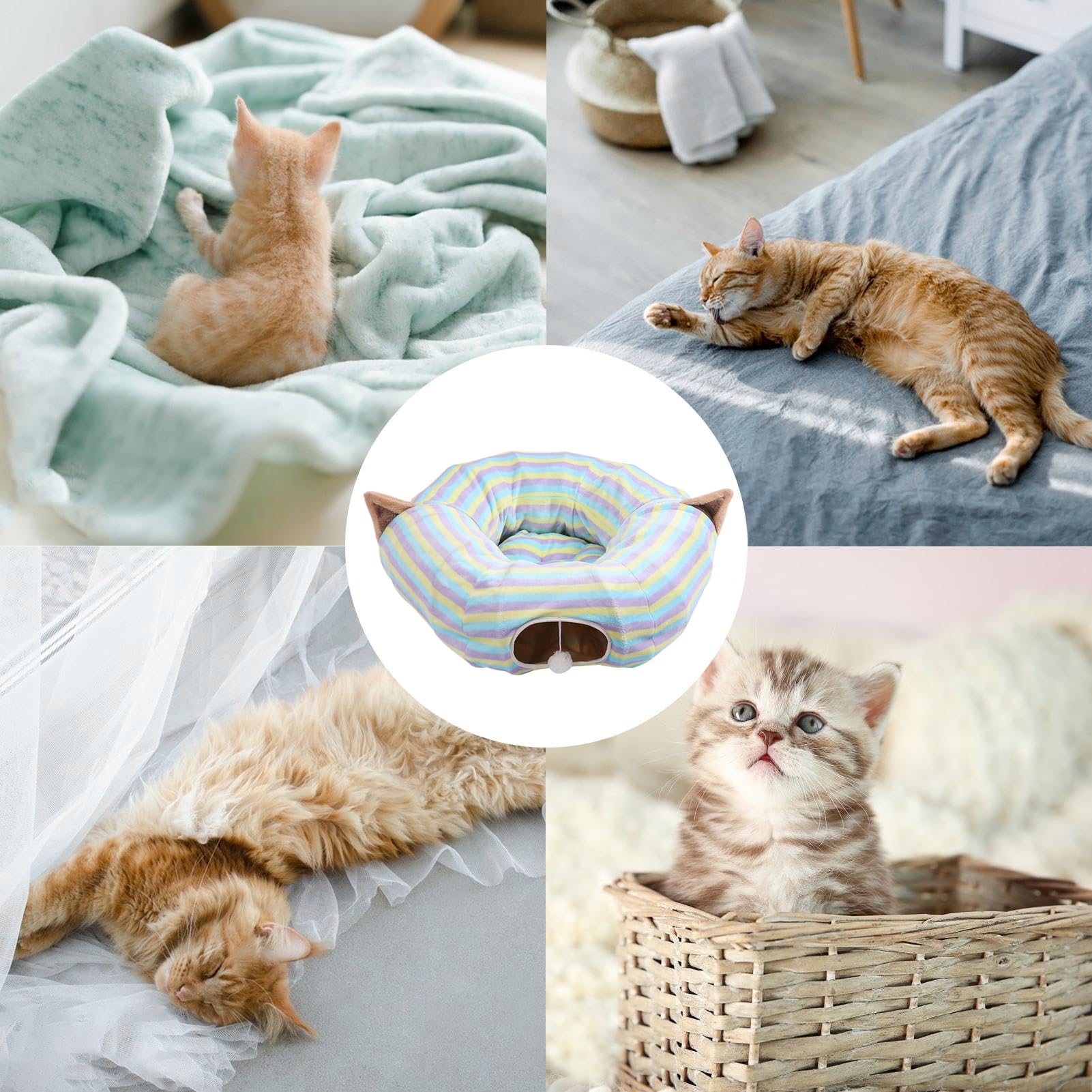 Tunnel pour Chats Grand Jouet en Forme De Maison Pliable avec Puzzle