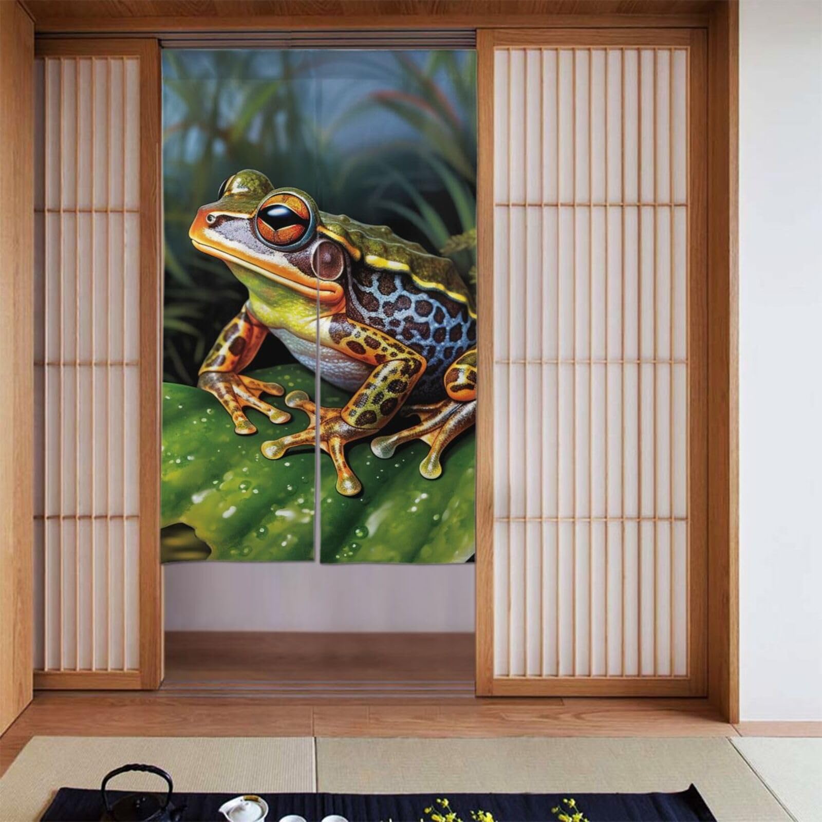 Rideaux de porte personnalisés grenouille tropicale occultants pour chambre
