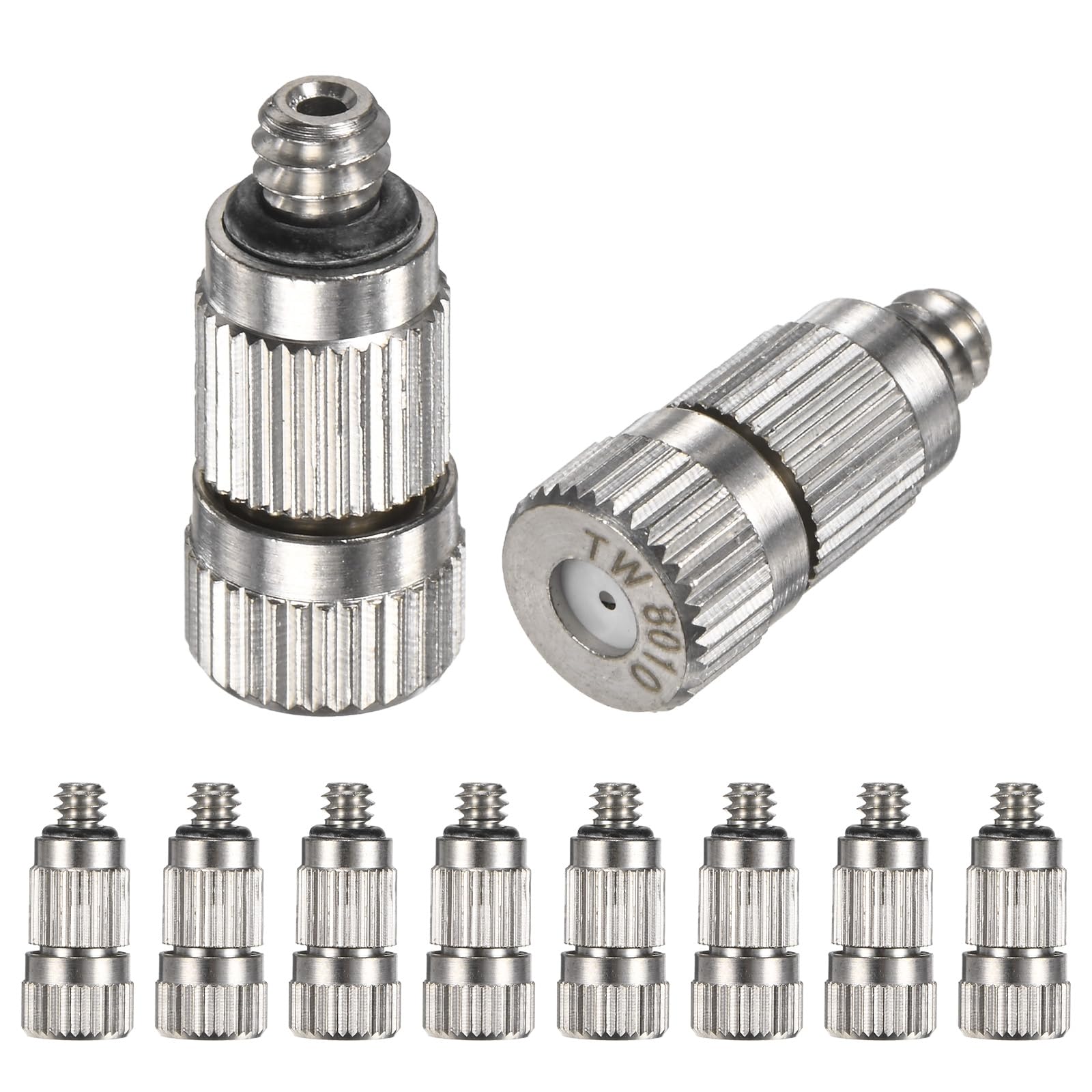 10er-Pack Messing-Sprühdüsen, 0,8 mm Öffnungsdurchmesser. Sprühdüsen aus Messing, Hochdruck-Sprühdüsenkopf für Außenkühlsysteme/Gewächshäuser/Landschaftsbau [3/16" Gewinde]