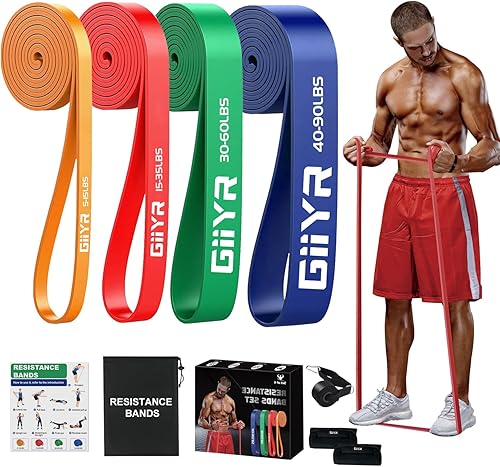 Juego de bandas de resistencia para hombres y mujeres, 4 niveles de banda de ejercicio con anclaje de puerta, bandas para entrenamiento de fuerza,