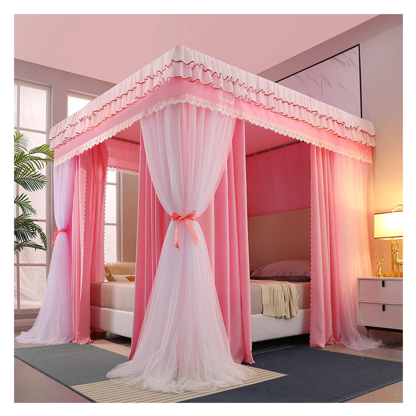 Doseles para Camas Toldo De Cama De Lujo, Cortina De Cama Decorativa For Dormitorio De Princesa De Niña For Cama Doble Individual De 1,5 M/1,8 M/2 M, Fácil De Instalar