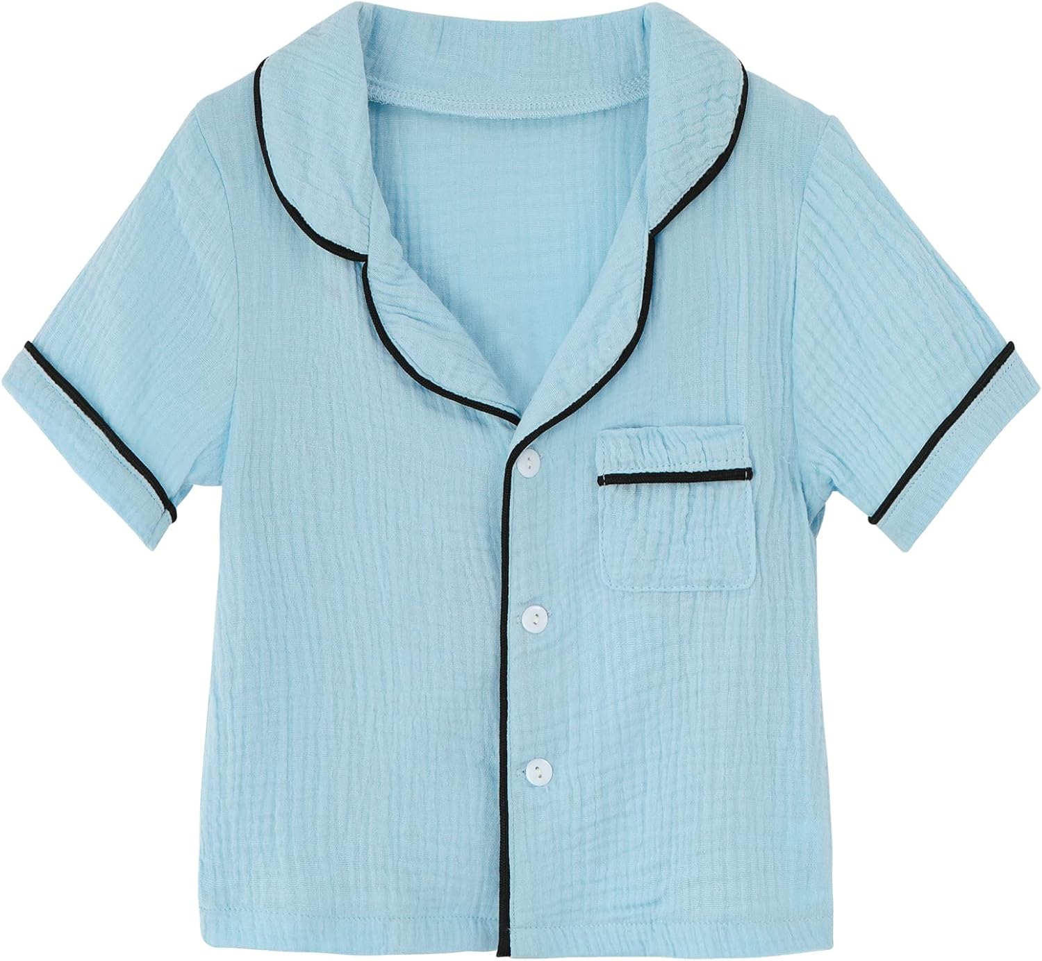 Kids Short Sleeve Pajama Set 100% Cotton Button Down Sleepwear Little Big Girls Boys Summer Soft Lounge Set 3-9 Years - Image 2