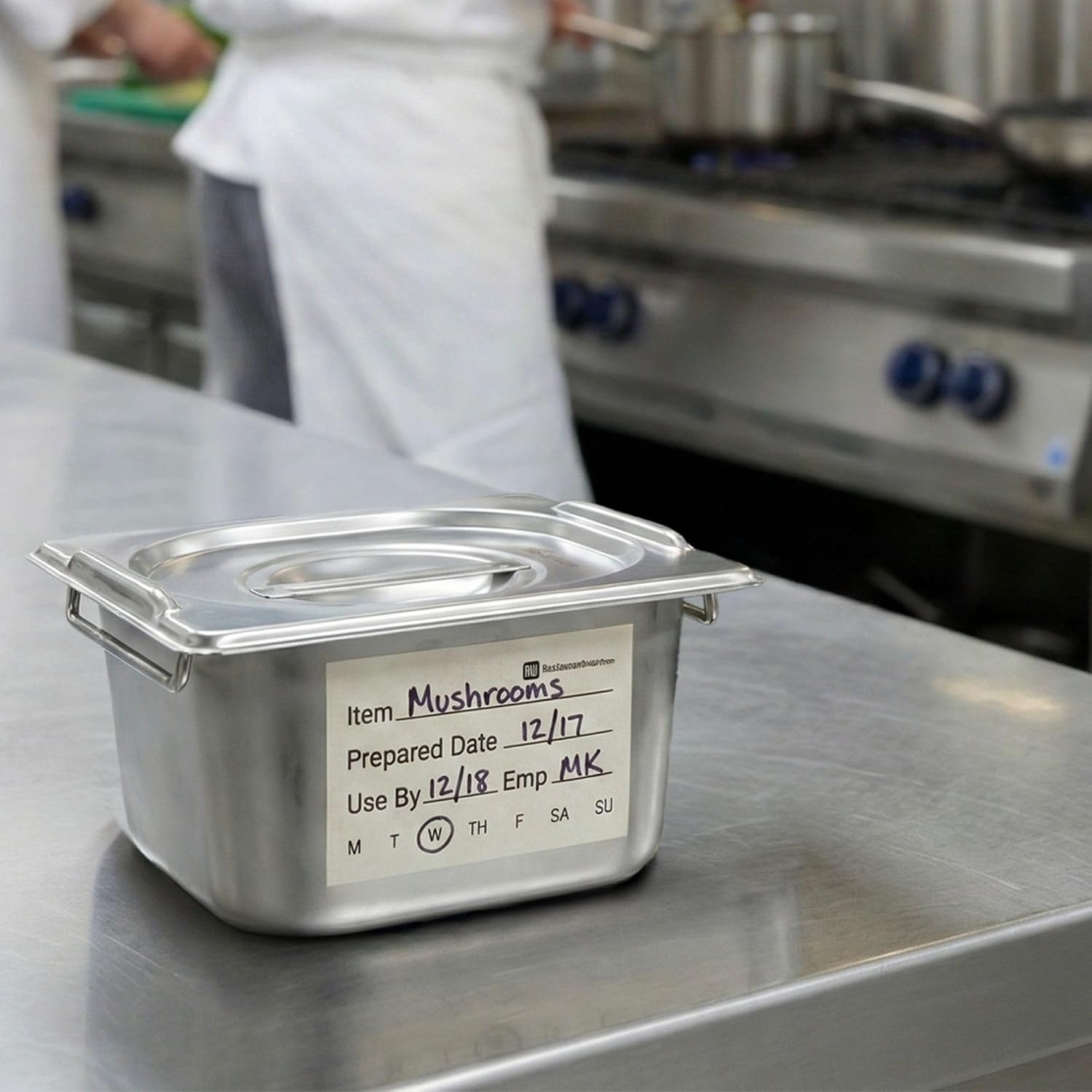 Restaurantware RW Smart 3 Inch x 2 Inch Food Rotation Labels 500 Dissolvable Food Safety Labels - Sustainable Removable Rectangular White Paper Shelf Life Labels For Food Storage Or Prep