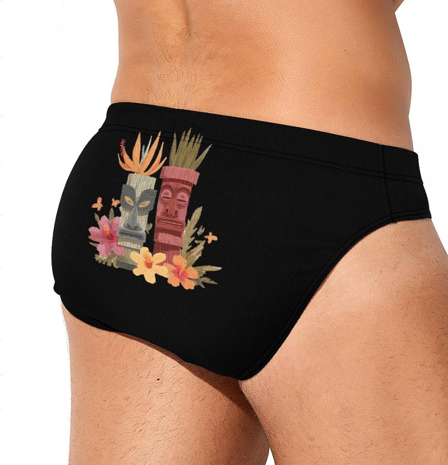 Hawaii Tiki Euclidean Men's Swimwear Bikini Swimming Briefs Stretchy Swimsuits Board Surf Shorts Trunks
