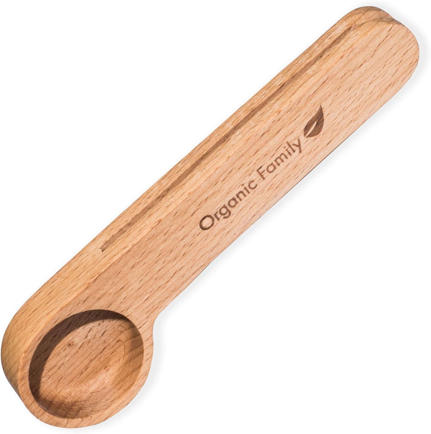Wood Coffee Clip & Scoop - 1 Tbs Beechwood Spoon for Single or Multi Serve Coffee Makers - Integrated Tea or Coffee Bag Clip - From Earth-Kind Kits