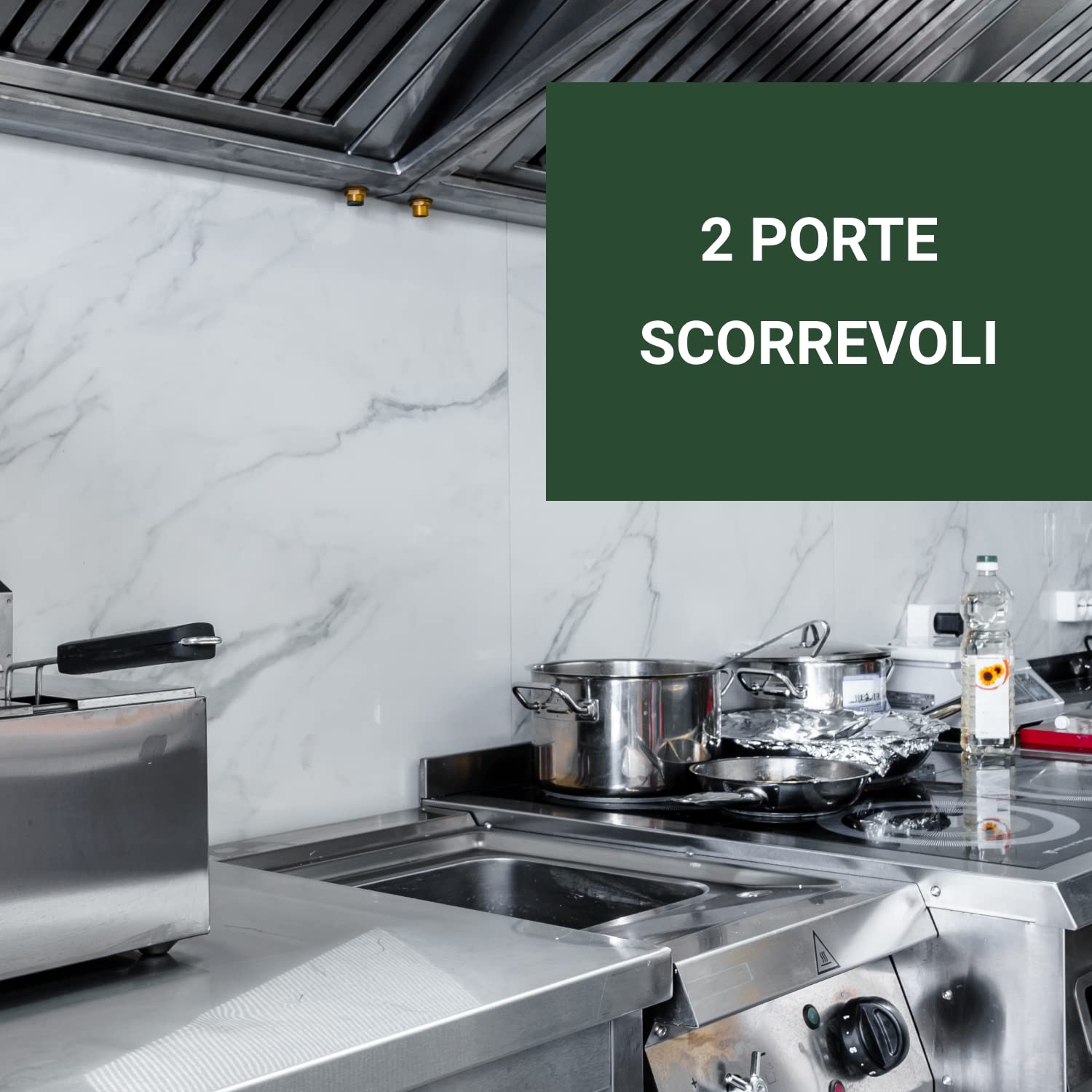 Ristoattrezzature Lavello Armadiato in Acciaio Inox - Professionale, per Cucine Ristoranti e Pizzerie - 2 Vasche 2 Porte Scorrevoli - 100x60x85h cm