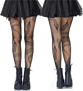 ZSRVAJ 2 PCS Snake Tights, Patterned Tights, Fishnet Tights,