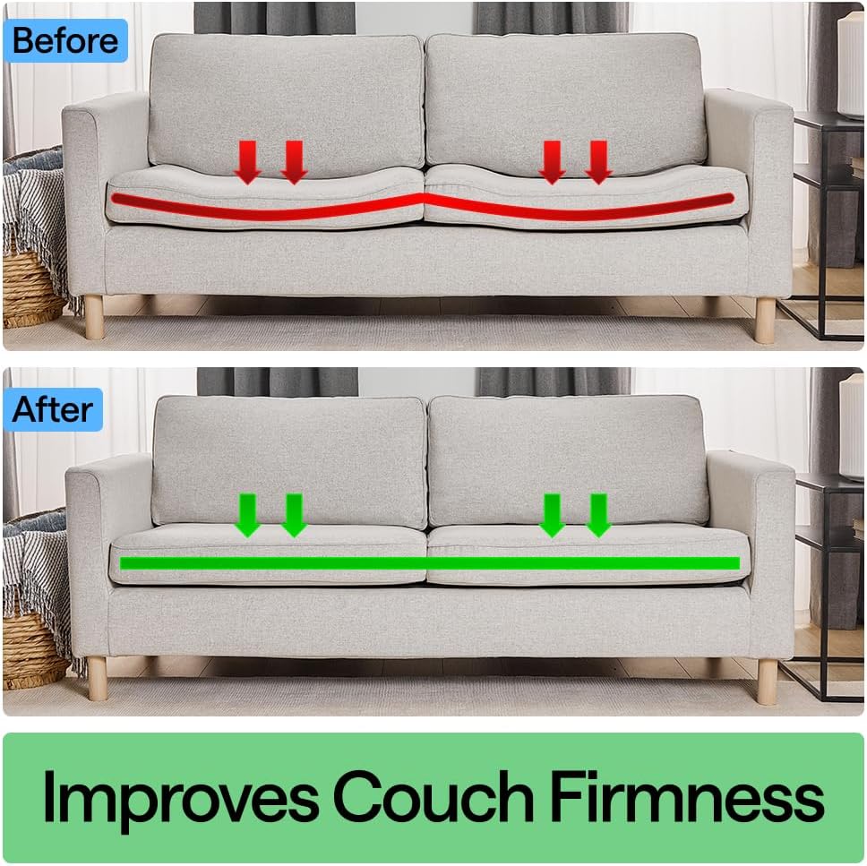 GORILLA GRIP Heavy Duty Couch Cushion Support Board to Fix Sagging Sofas, 24 x 70 Wide Sofa, Thick Plywood Boards Add Strong Seat Supports, Stays in Place, Replacement Stuffing Under Couches, Grey