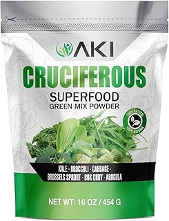 AKI Cruciferous Superfood Green Mix Powder - Made from Kale, Broccoli, B...